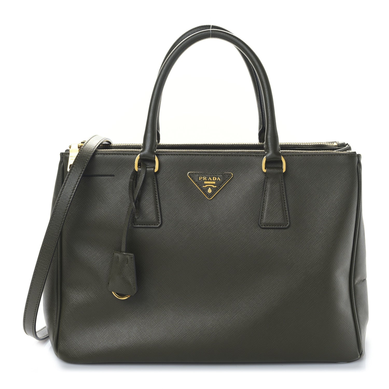 Prada Saffiano Lux Medium Galleria Double Zip Tote Militare 1 of 12