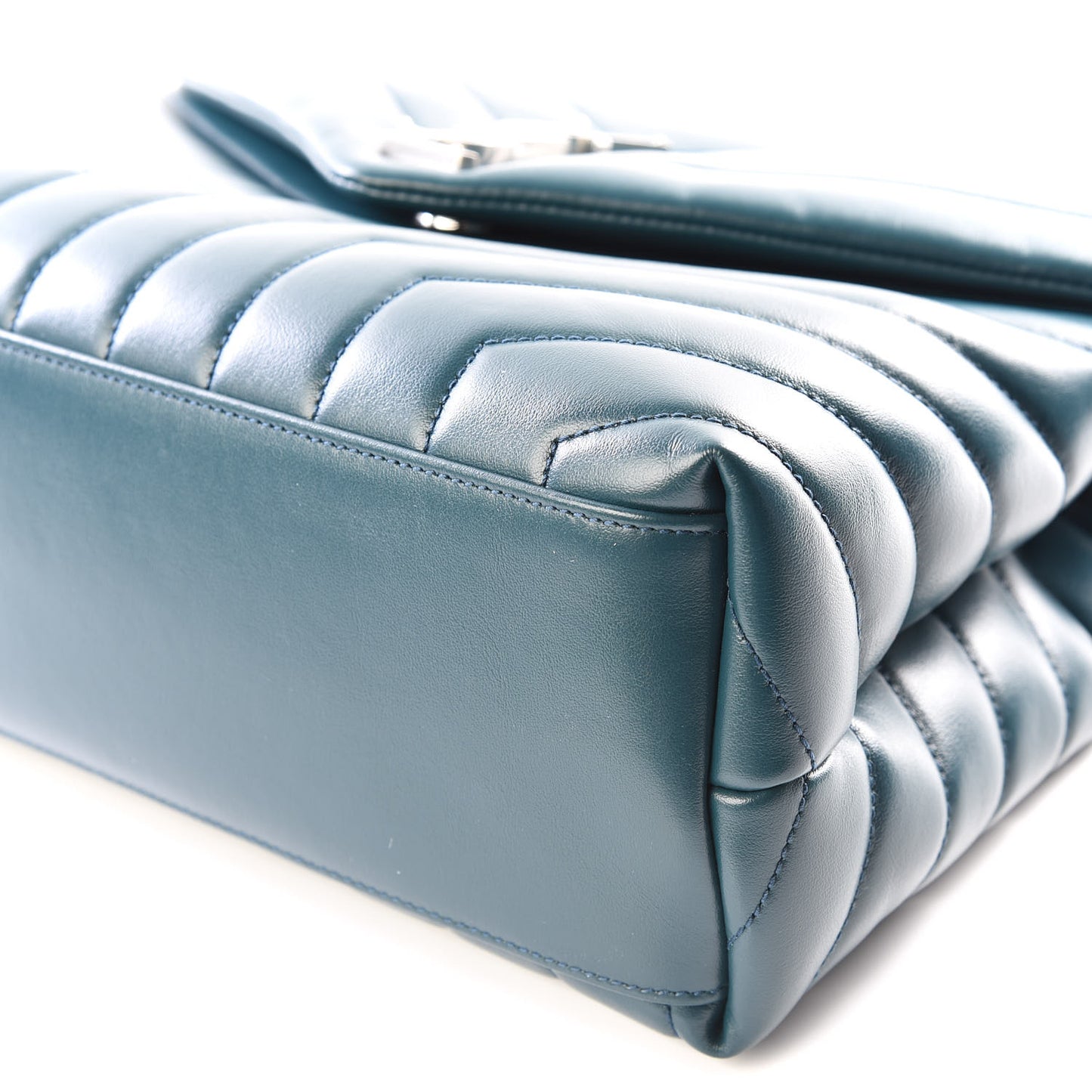 Calfskin Y Quilted Monogram Medium Loulou Chain Satchel Dark Turquoise