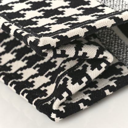 Christian Dior Canvas Macro Houndstooth Embroidered Medium Book Tote Black White 9 of 9
