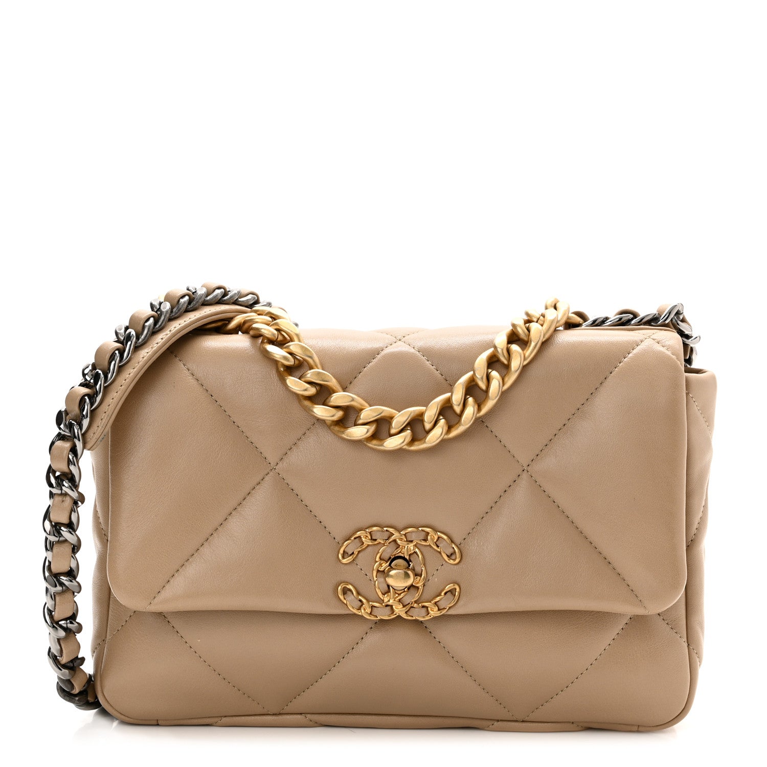 Chanel Lambskin Quilted Medium Chanel 19 Flap Dark Beige 1 of 10