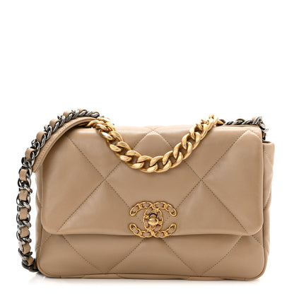 Chanel Lambskin Quilted Medium Chanel 19 Flap Dark Beige 1 of 10
