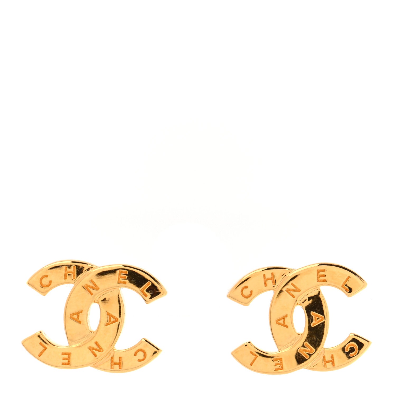 Chanel Metal CC Paris Button Stud Earrings Gold 1 of 5