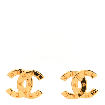 Chanel Metal CC Paris Button Stud Earrings Gold 1 of 5