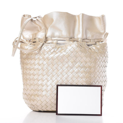 Bottega Veneta Nappa Intrecciato Drawstring Bucket Bag Silver 3 of 10