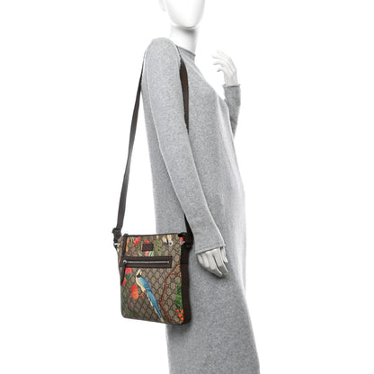 Gucci GG Supreme Monogram Tian Web Medium Flat Messenger Beige Multicolor New Acero 2 of 10