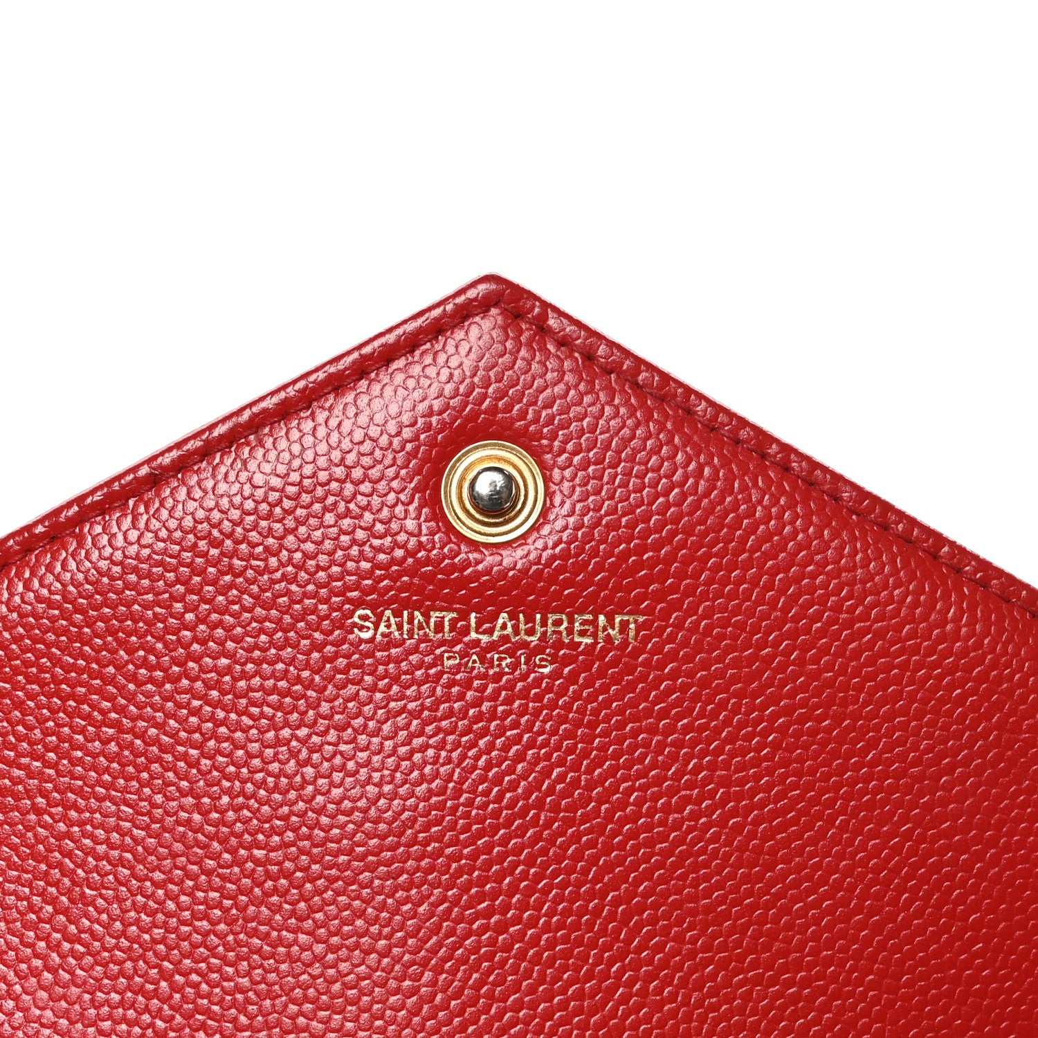 Saint Laurent Grain De Poudre Matelasse Chevron Monogram Chain Wallet Red 7 of 13