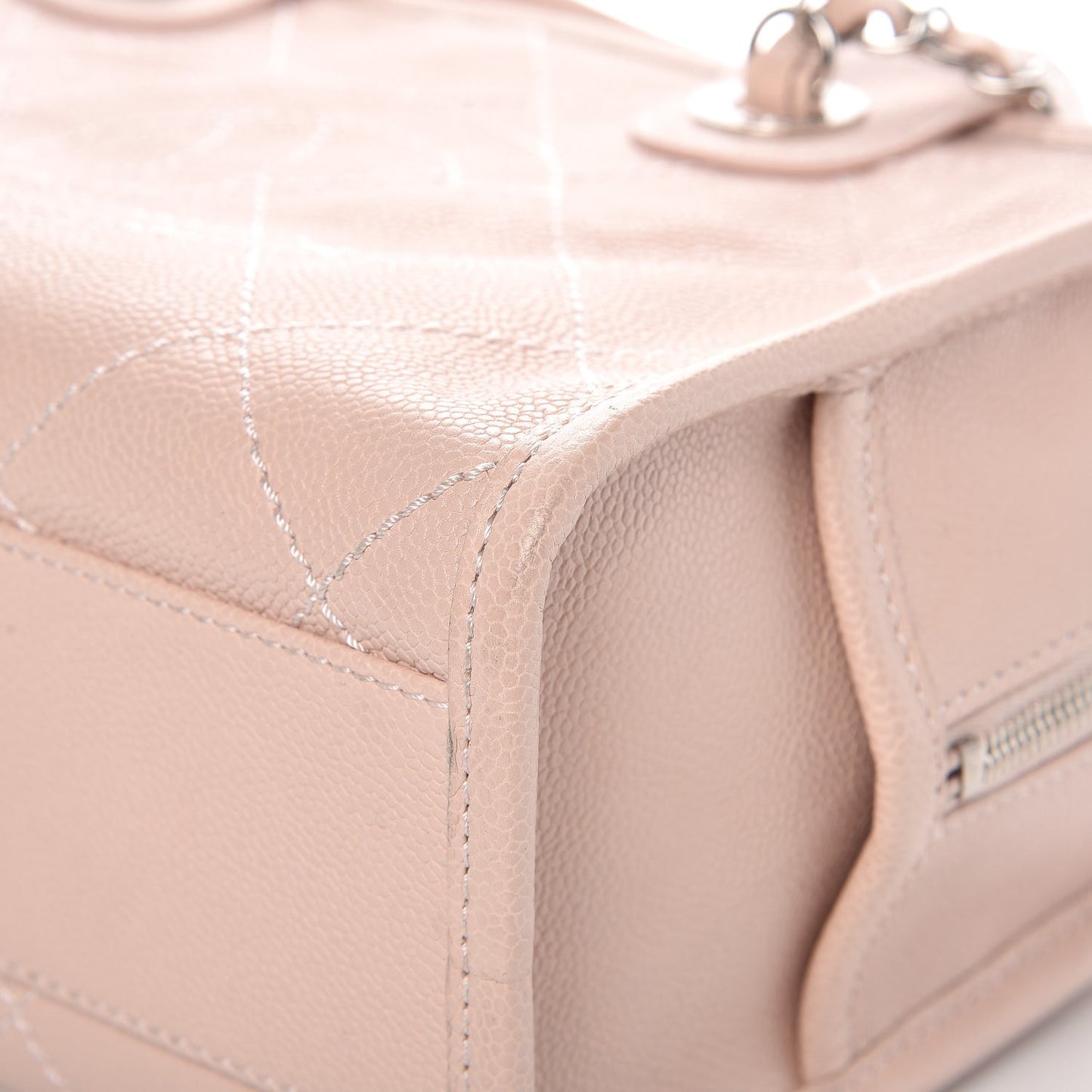 Caviar Quilted Small Deauville Bowling Bag Light Pink