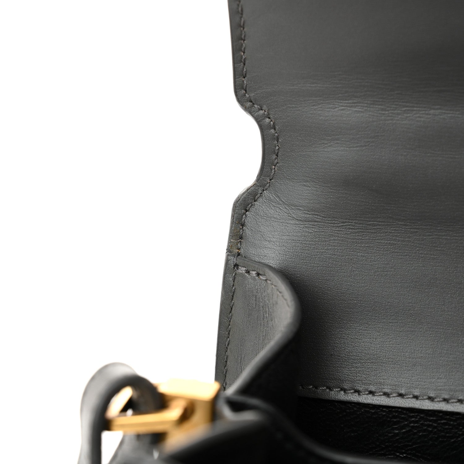 Saint Laurent Kid Suede Smooth Calfskin Mini Classic Monogram Cassandra Top Handle Dark Smog 8 of 13