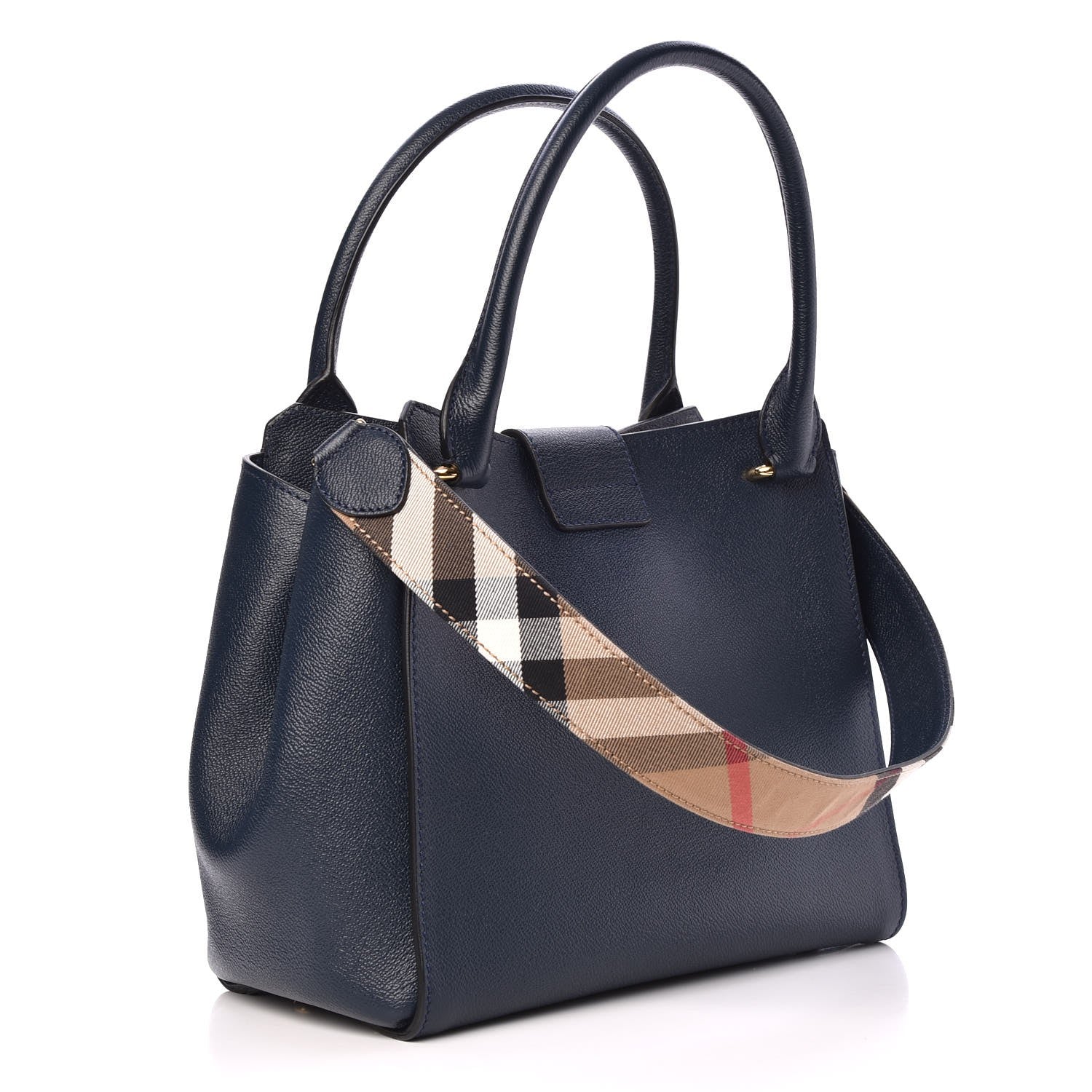 Burberry Soft Grain Calfskin Medium Buckle Tote Blue Carbon 4 of 11
