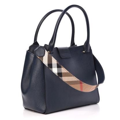 Burberry Soft Grain Calfskin Medium Buckle Tote Blue Carbon 4 of 11