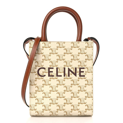 Celine Triomphe Canvas Calfskin Mini Vertical Cabas White 1 of 7