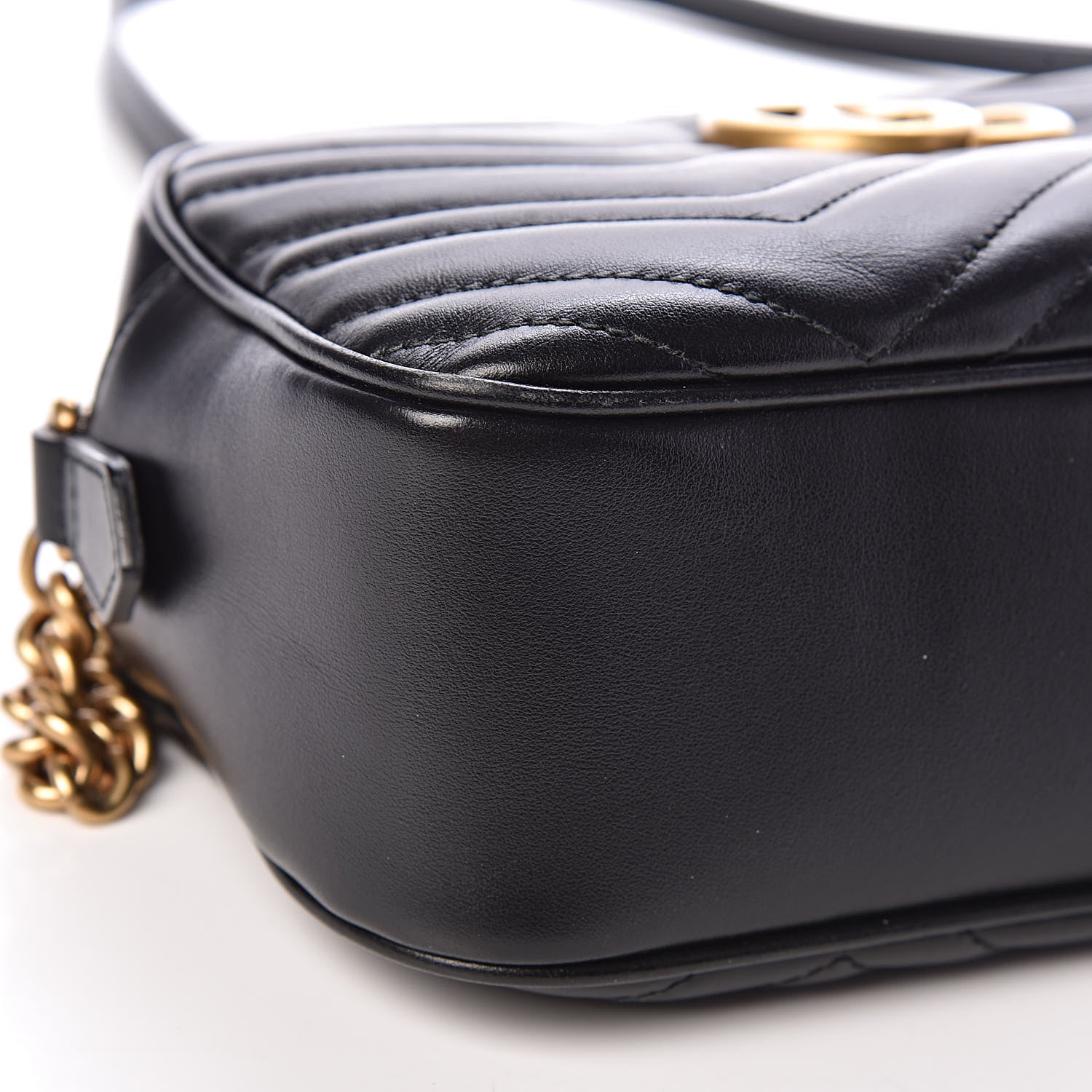 Gucci Calfskin Matelasse Small GG Marmont Chain Shoulder Bag Black 9 of 11