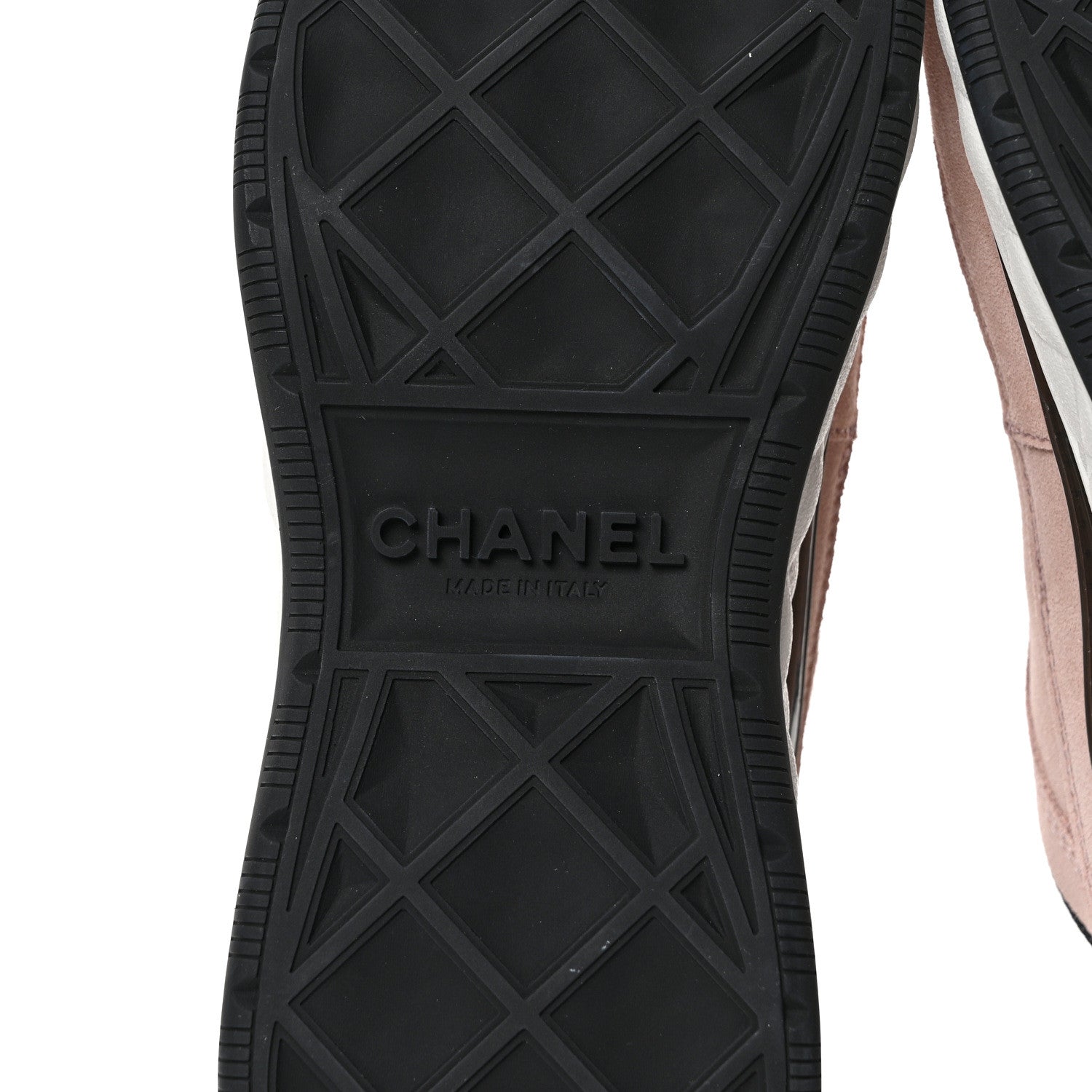 Chanel Suede Calfskin Nylon Grosgrain CC Sneakers 37.5 Light Pink 7 of 9