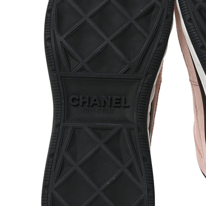 Chanel Suede Calfskin Nylon Grosgrain CC Sneakers 37.5 Light Pink 7 of 9