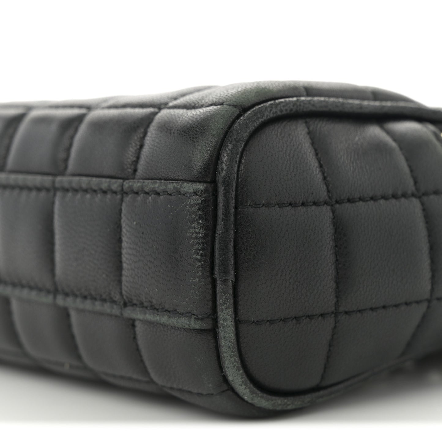 Lambskin Carre Quilted Cassandre Mini Camera Bag Black