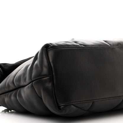Saint Laurent Lambskin Quilted Medium Loulou Puffer Monogram Chain Satchel Black 10 of 13