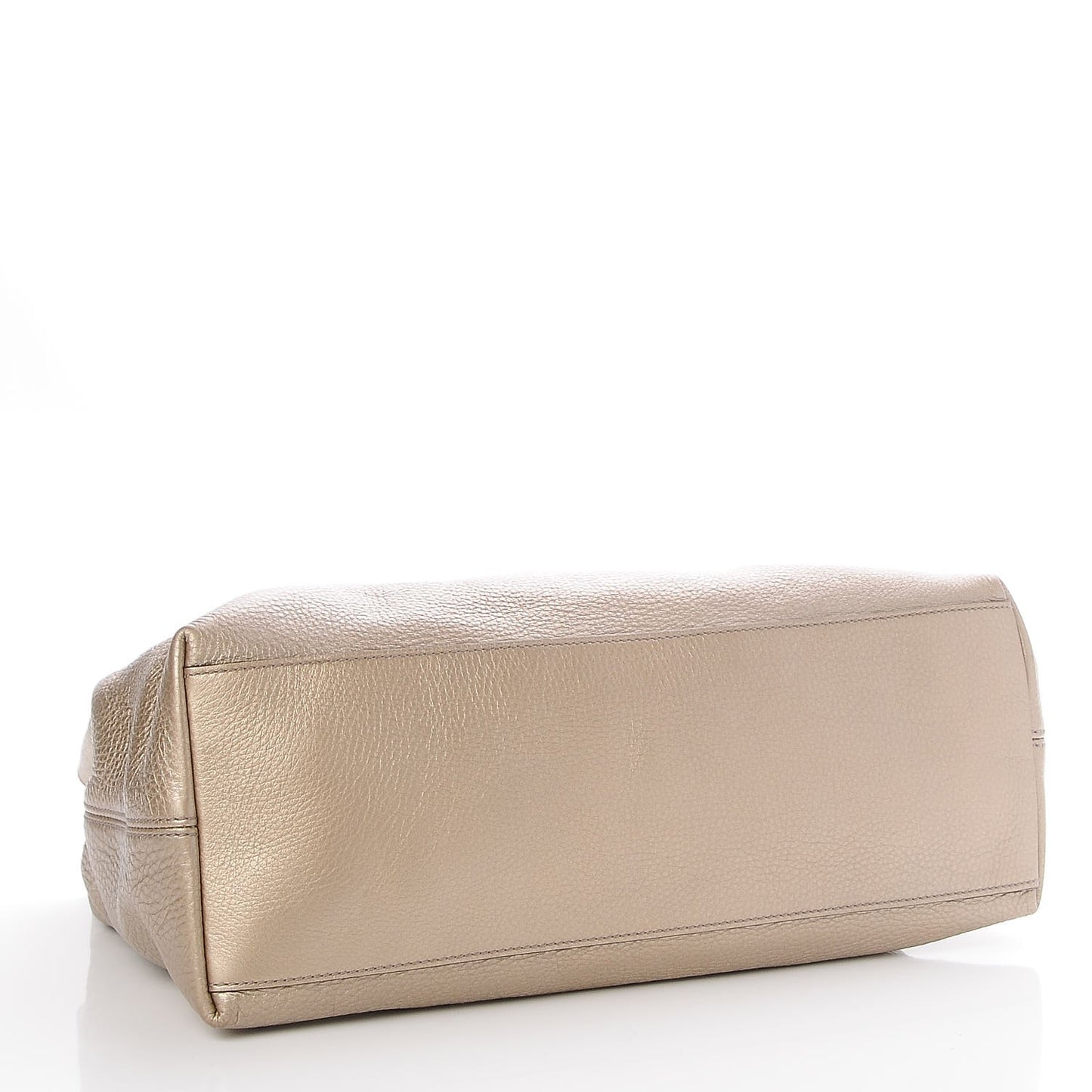 Metallic Pebbled Calfskin Medium Soho Chain Shoulder Bag Golden Beige