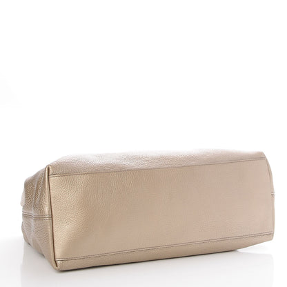 Gucci Metallic Pebbled Calfskin Medium Soho Chain Shoulder Bag Golden Beige 4 of 7