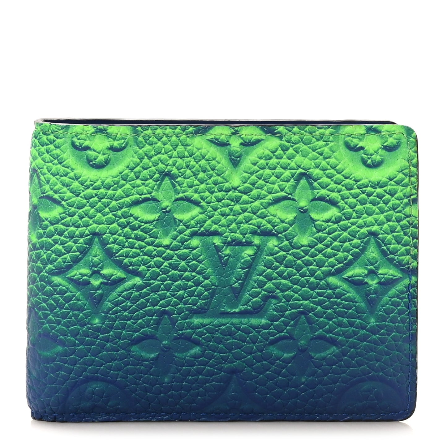 Taurillon Illusion Slender Wallet Bleu Vert