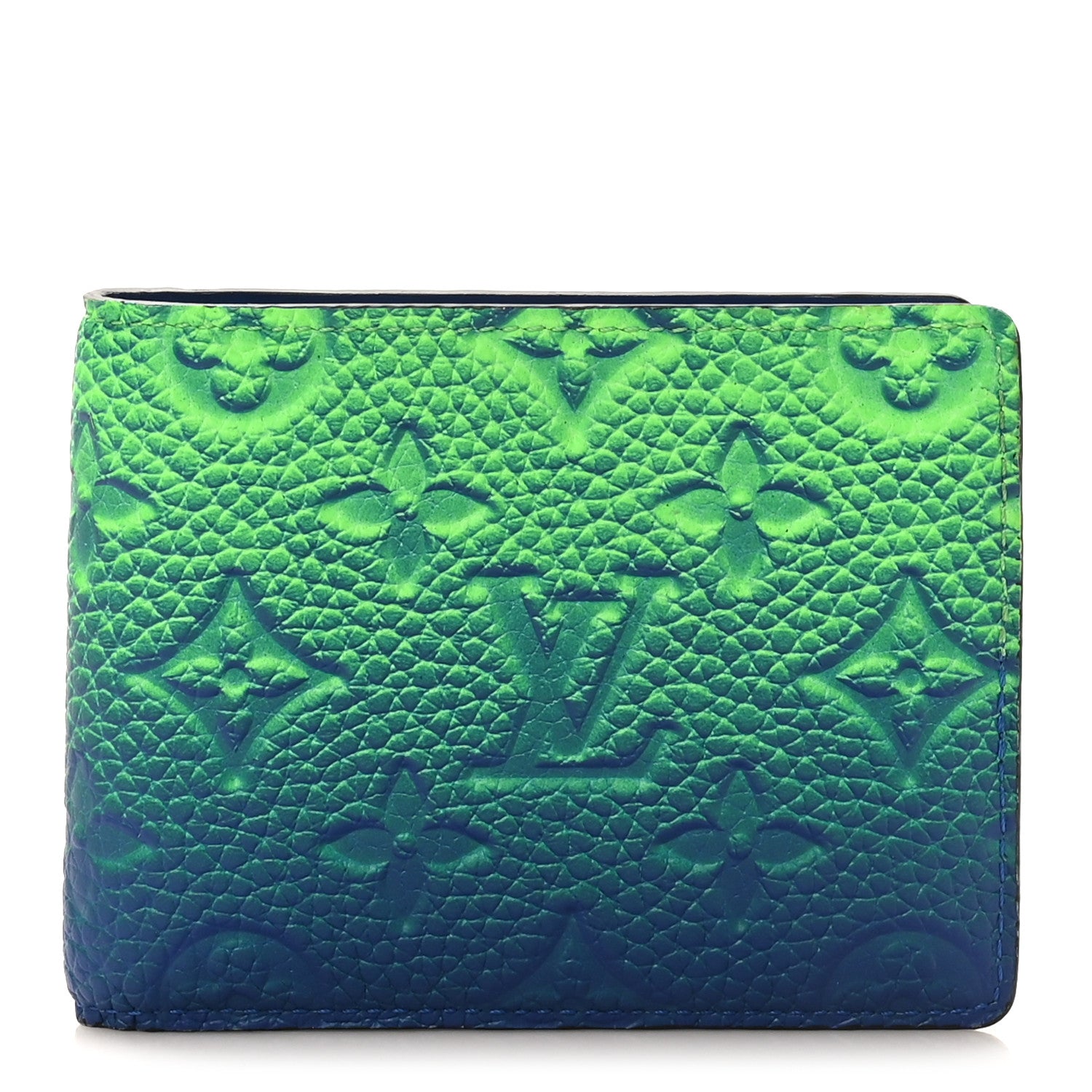 Louis Vuitton Taurillon Illusion Slender Wallet Bleu Vert 1 of 8