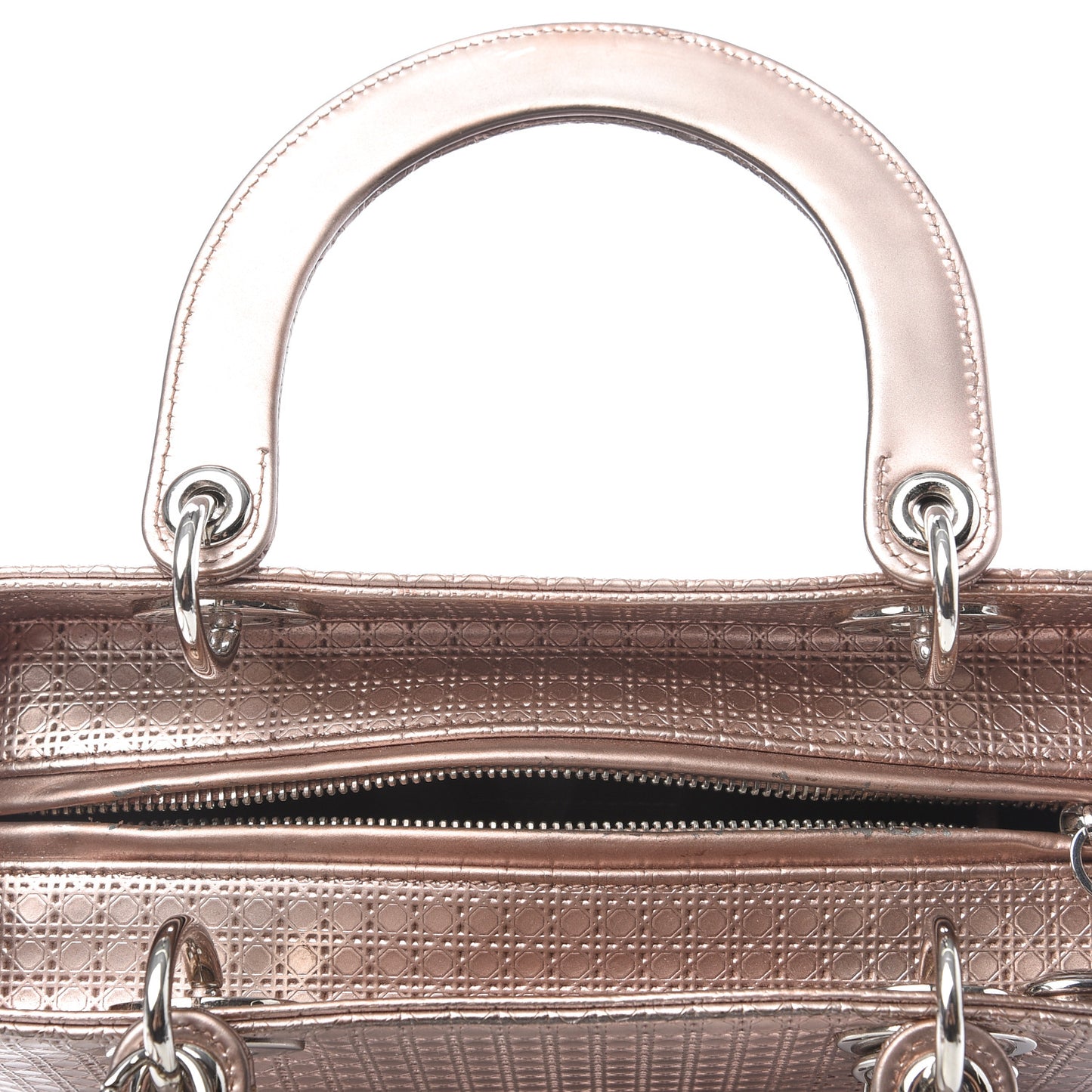 Metallic Patent Micro-Cannage Medium Lady Dior Pink