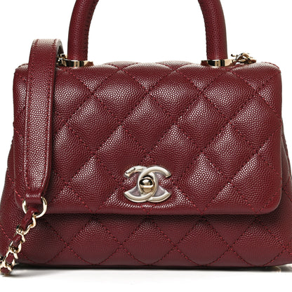 Chanel Caviar Quilted Extra Mini Coco Handle Flap Burgundy 8 of 12