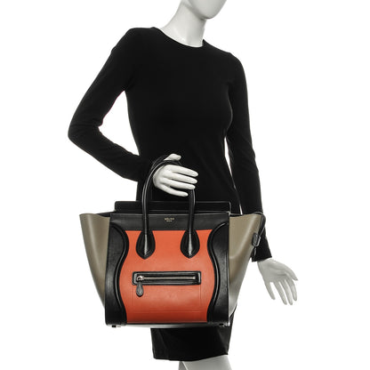 Celine Smooth Calfskin Mini Tri-Color Luggage Bright Orange 2 of 16