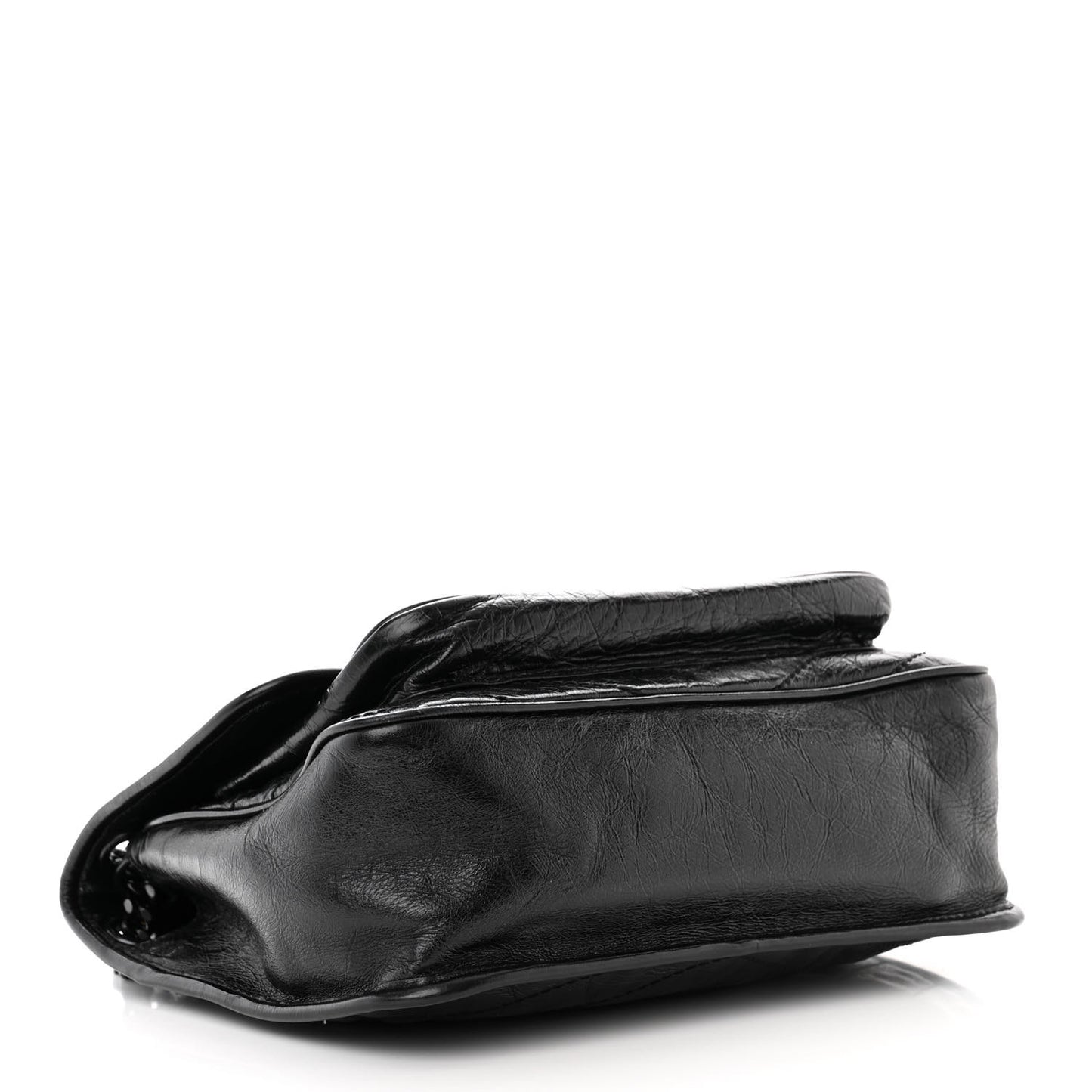Crinkled Calfskin Matelasse Monogram Medium Niki Chain Satchel Black