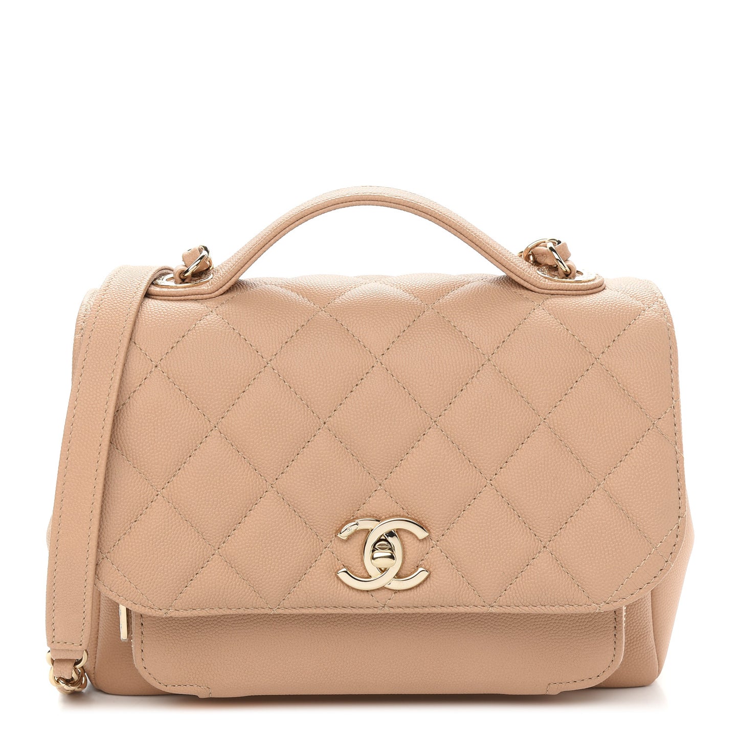 Caviar Quilted Medium Business Affinity Flap Beige