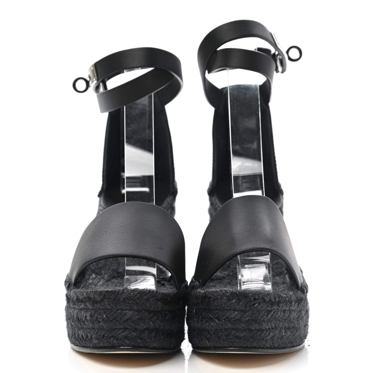 Hermes Calfskin Tipoli Espadrille Wedges 35 Black 2 of 9