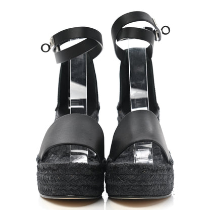 Hermes Calfskin Tipoli Espadrille Wedges 35 Black 2 of 9