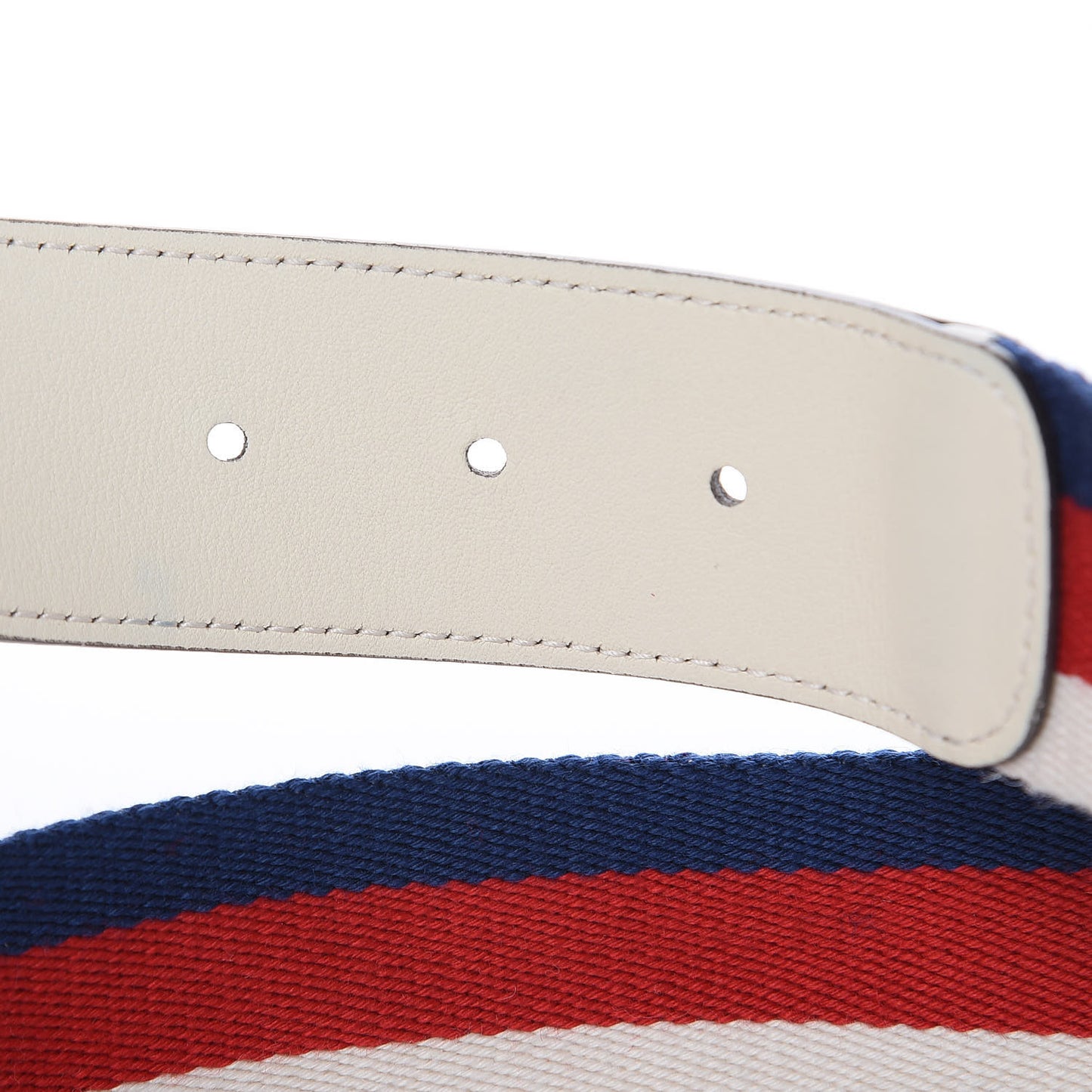 Nylon Calfskin Sylvie Web Double G 40mm Belt 90 36 Mystic White Hibiscus Red Maritime