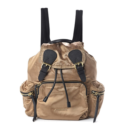 Burberry Metallic Satin Nylon Medium Rucksack Backpack Gold 1 of 10