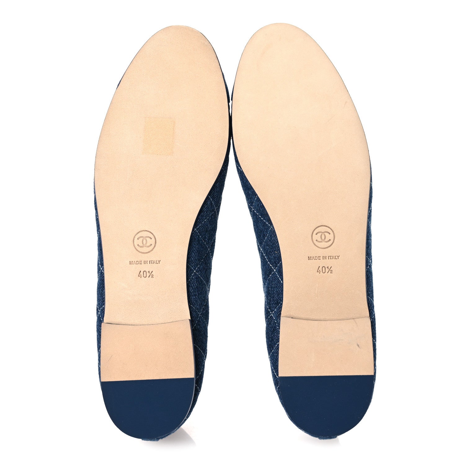 Chanel Washed Denim Quilted Cap Toe CC Ballerina Flats 40.5 Blue 7 of 11