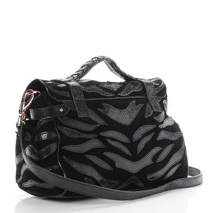 Mulberry Suede Lizard Print Patchwork Medium Alexa Black 3 of 7