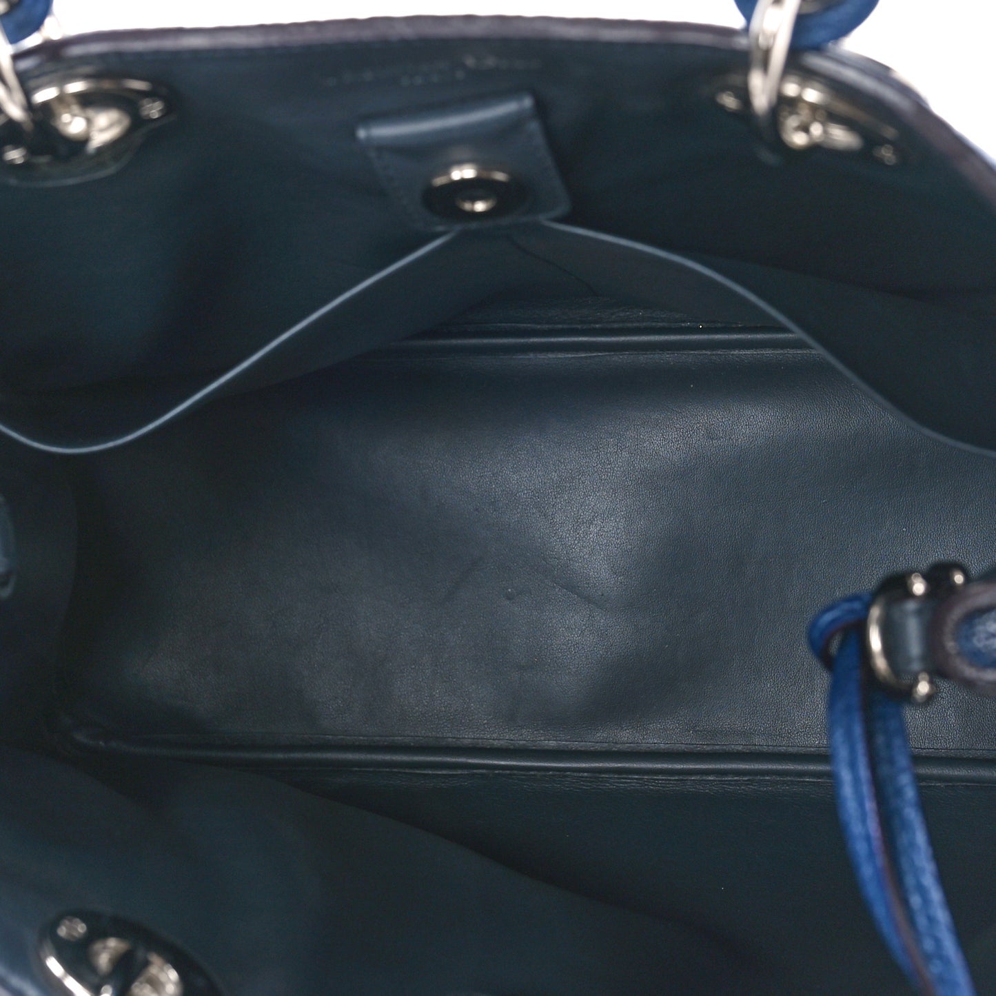 Metallic Bullcalf Medium Diorissimo Tote Blue