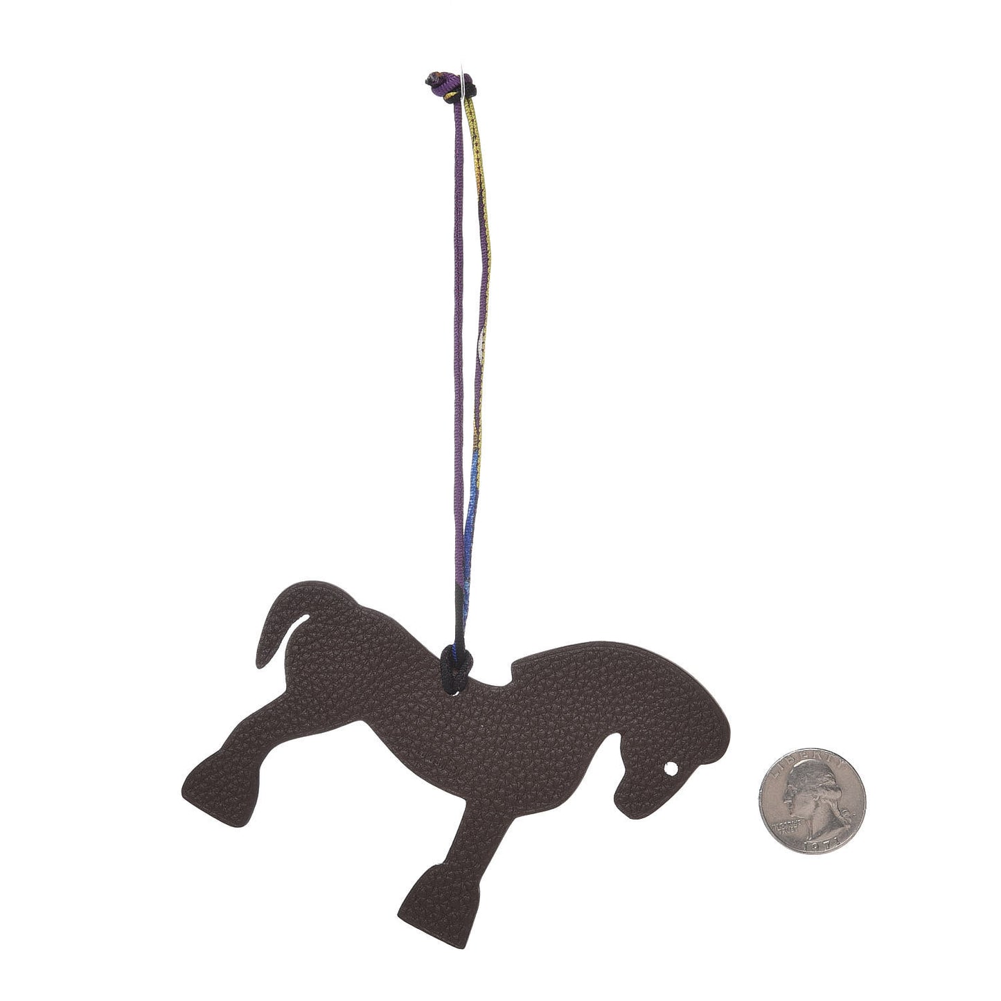 Epsom Togo Petit H Bag Charm Horse GM Bleu Electrique Chocolate