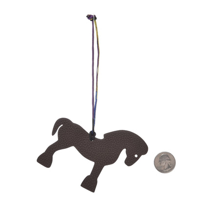 Hermes Epsom Togo Petit H Bag Charm Horse GM Bleu Electrique Chocolate 2 of 4