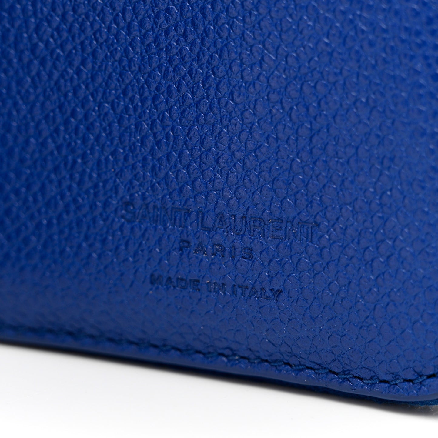 Grained Calfskin Rive Gauche Compact Zip Around Wallet Royal Blue