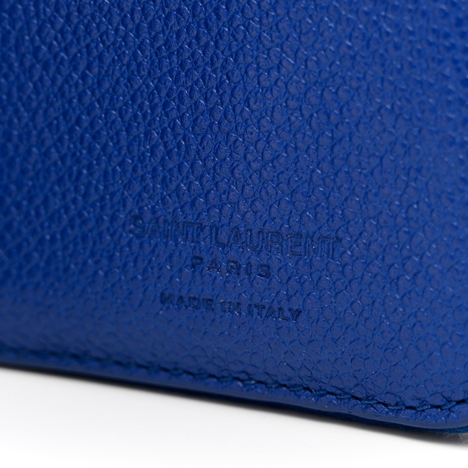 Saint Laurent Grained Calfskin Rive Gauche Compact Zip Around Wallet Royal Blue 6 of 8