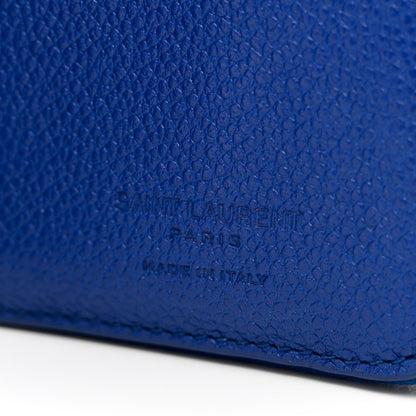 Saint Laurent Grained Calfskin Rive Gauche Compact Zip Around Wallet Royal Blue 6 of 8