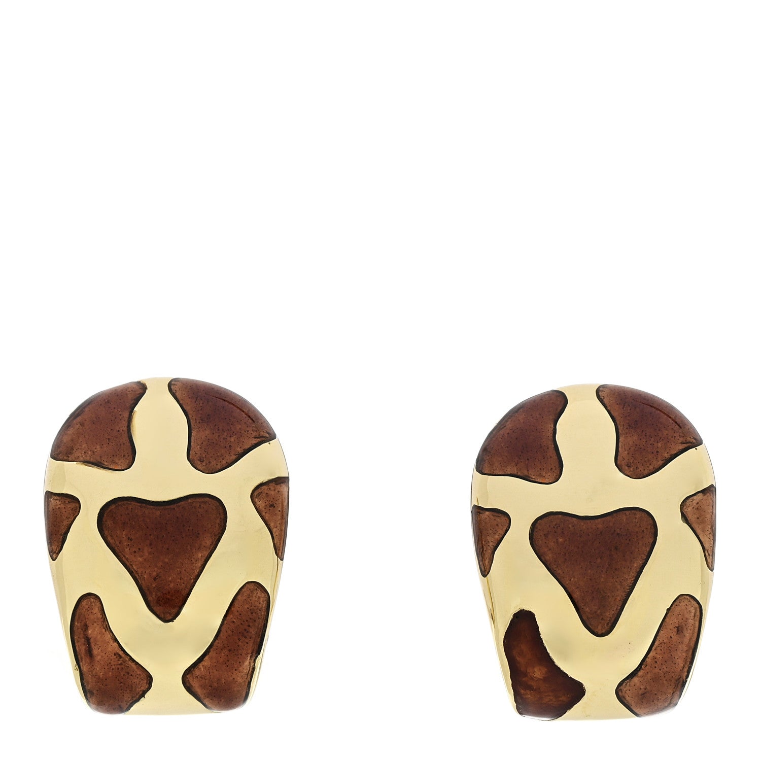 Roberto Coin 18K Yellow Gold Enamel Hoop Earrings Brown 1 of 4