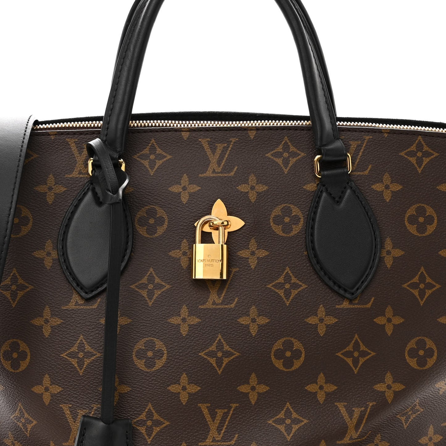 Monogram Flower Zipped Tote MM Black