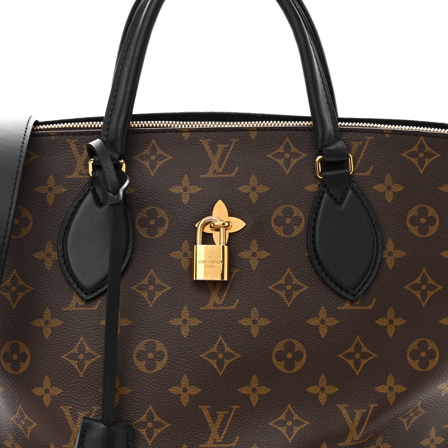 Louis Vuitton Monogram Flower Zipped Tote MM Black 8 of 10