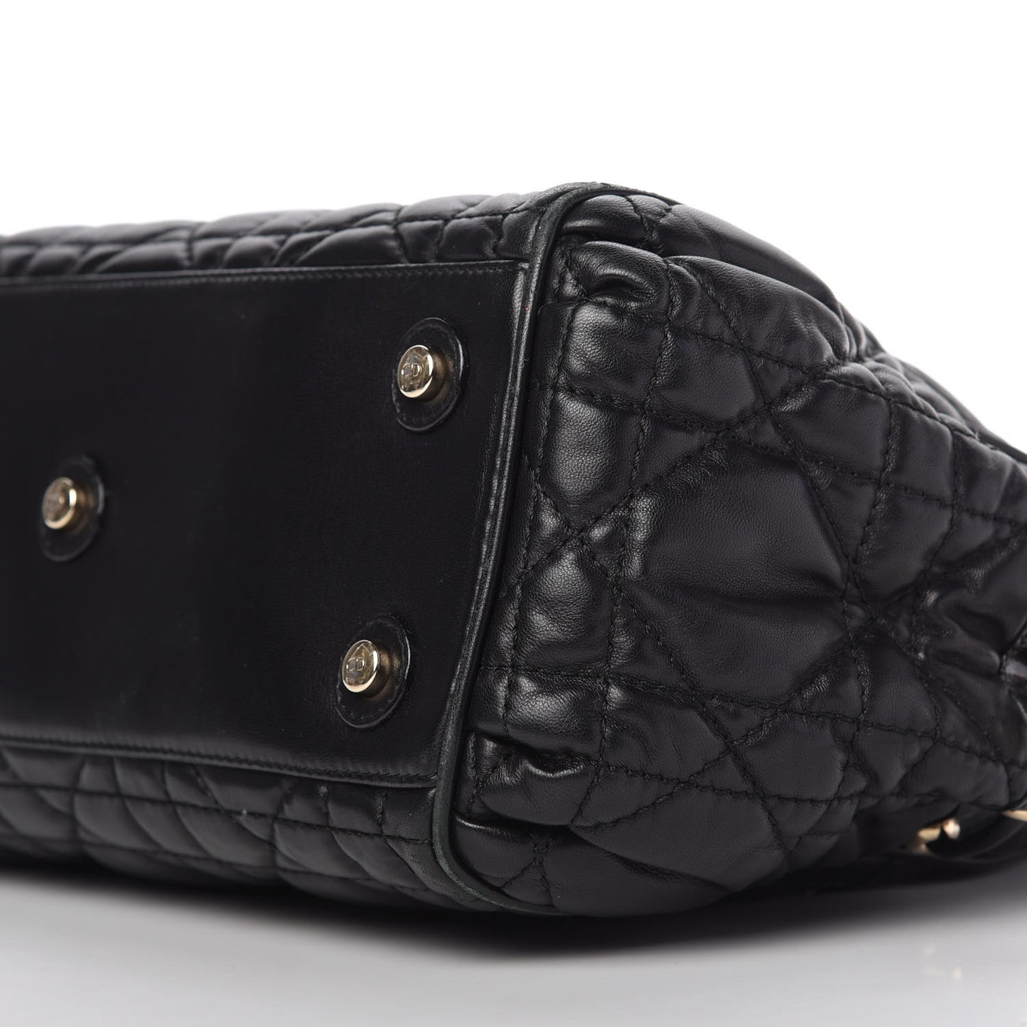Lambskin Cannage 2 Dior Zip Top Satchel Black