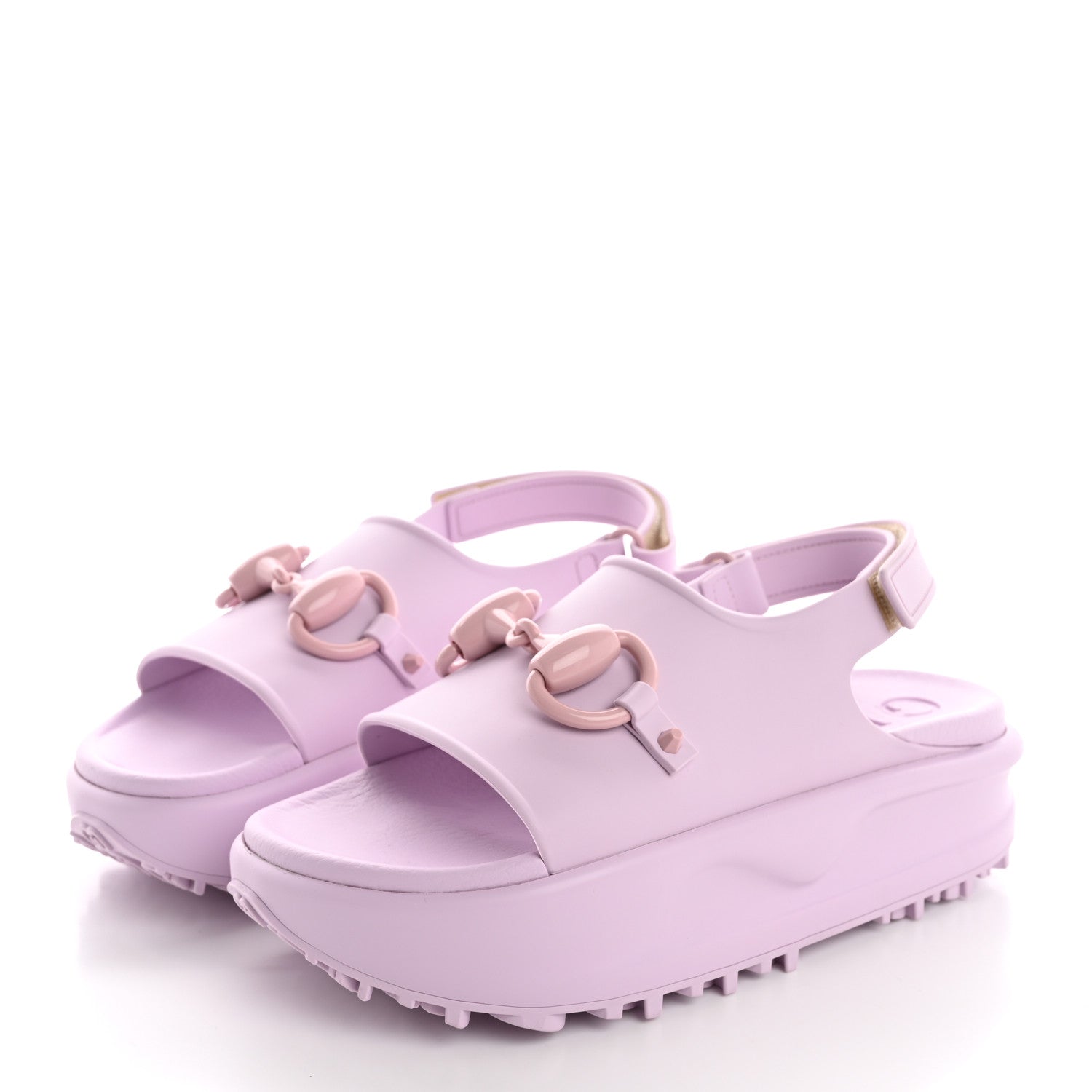 Gucci Soft Rubber Horsebit Touch Womens Strapped Sandals 37 Talc Pink 3 of 8