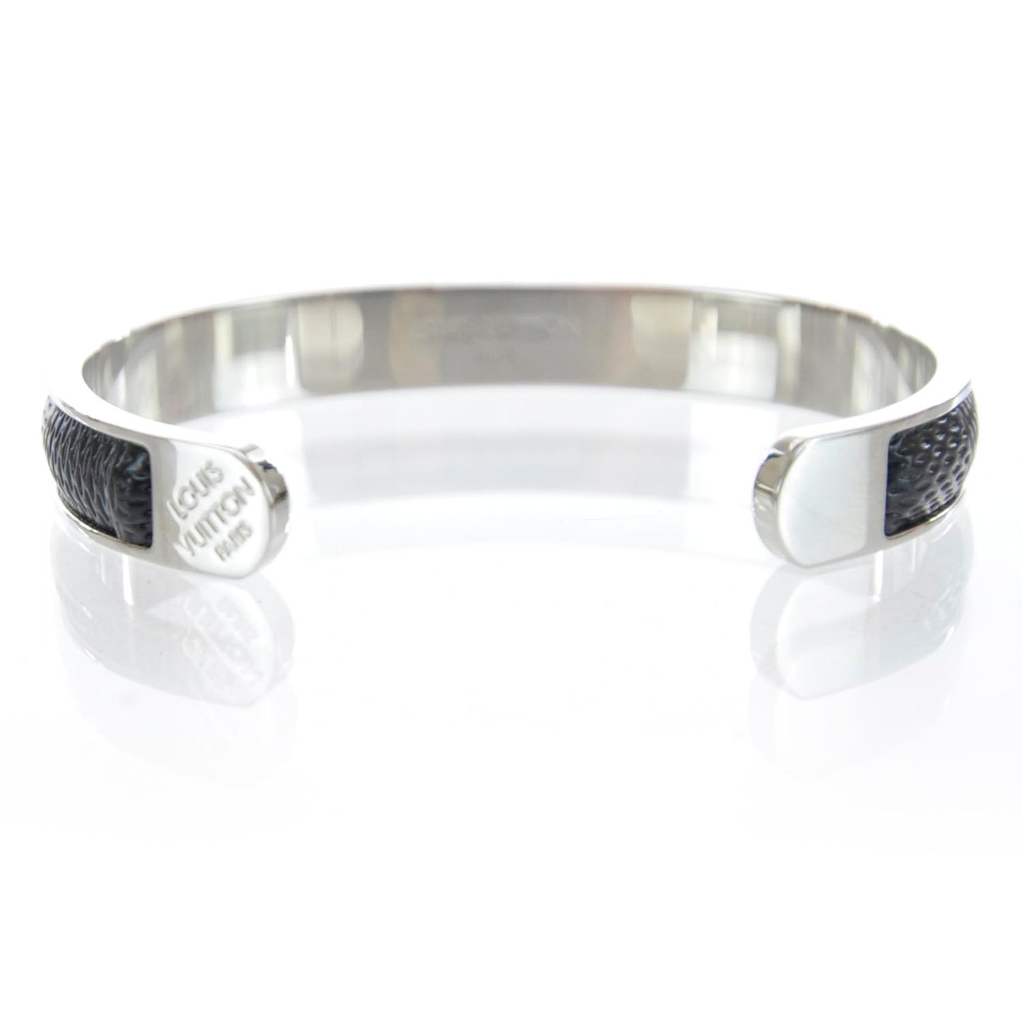 Mens Damier Embossed Leather Palladium Soho Bracelet