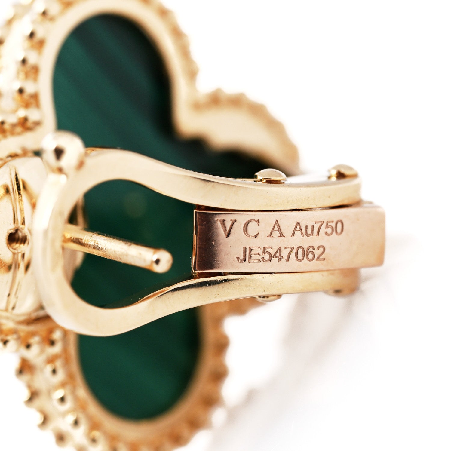 Van Cleef & Arpels 18K Yellow Gold Malachite Magic Alhambra Earrings 3 of 4