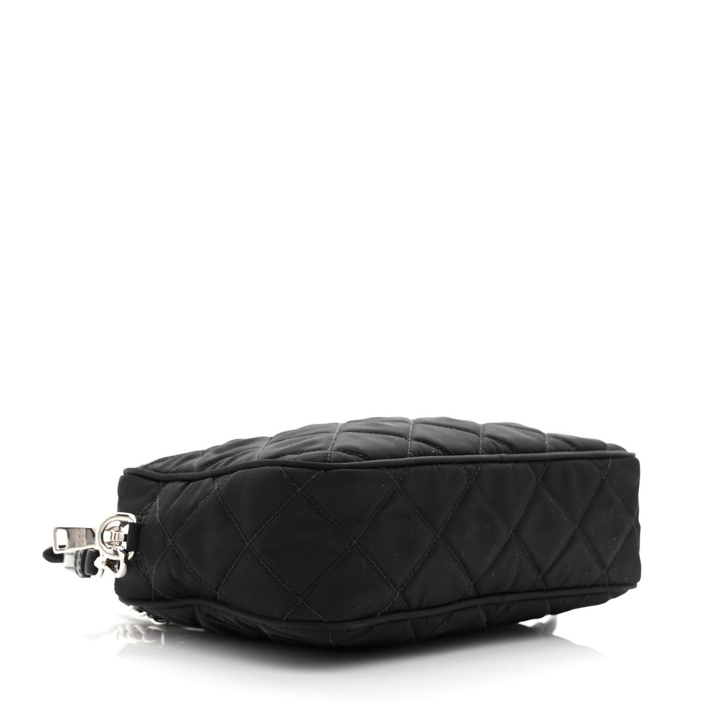 Nylon Tessuto Impuntu Quilted Bandoliera Crossbody Bag Black