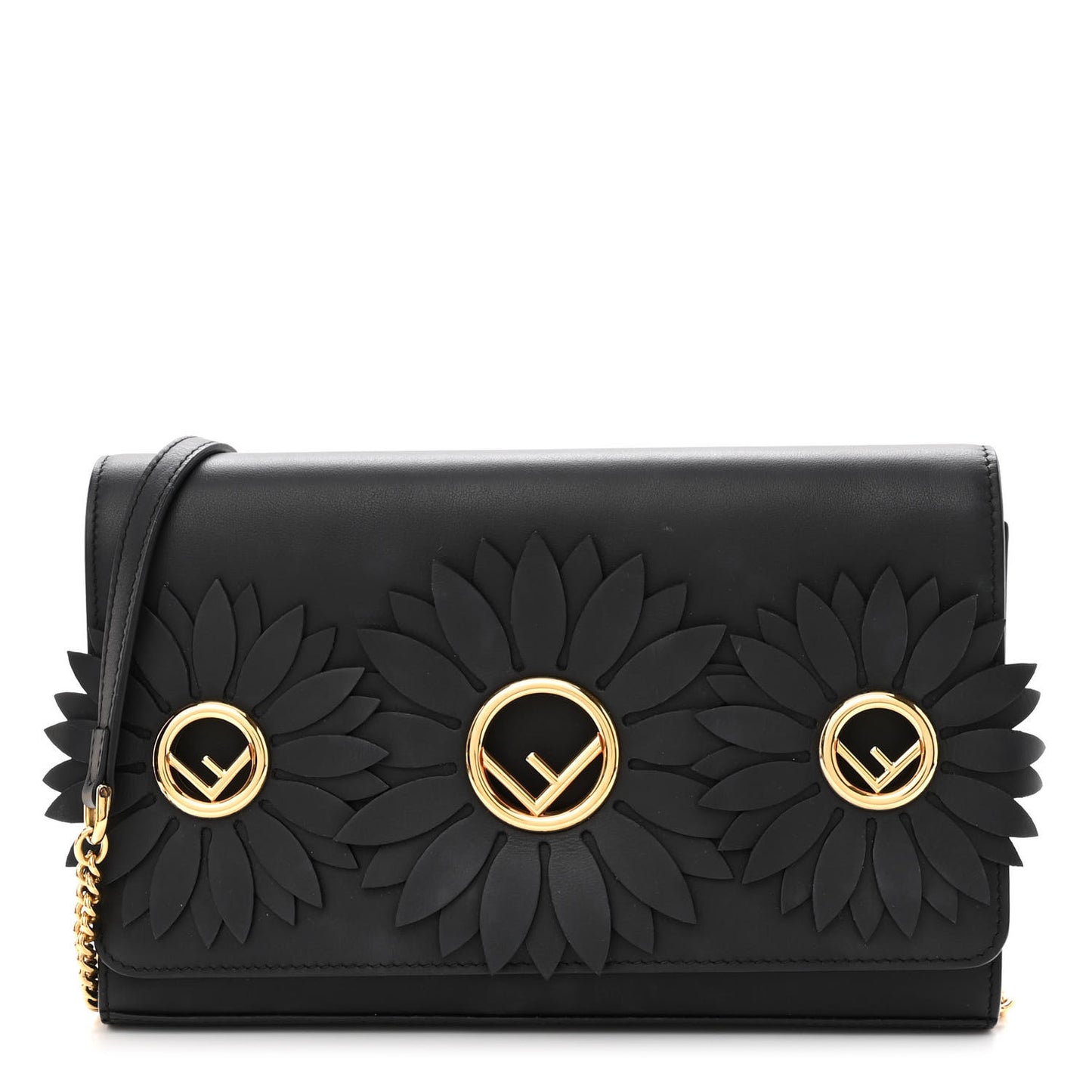 Vitello Liberty Century F is Fendi Floral Embellished Wallet On Chain Black